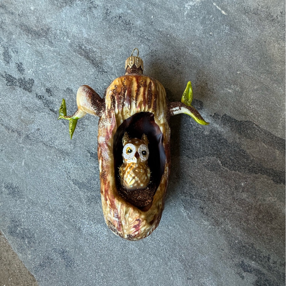 Anthropologie-Owl inside a Tree Christmas Ornament